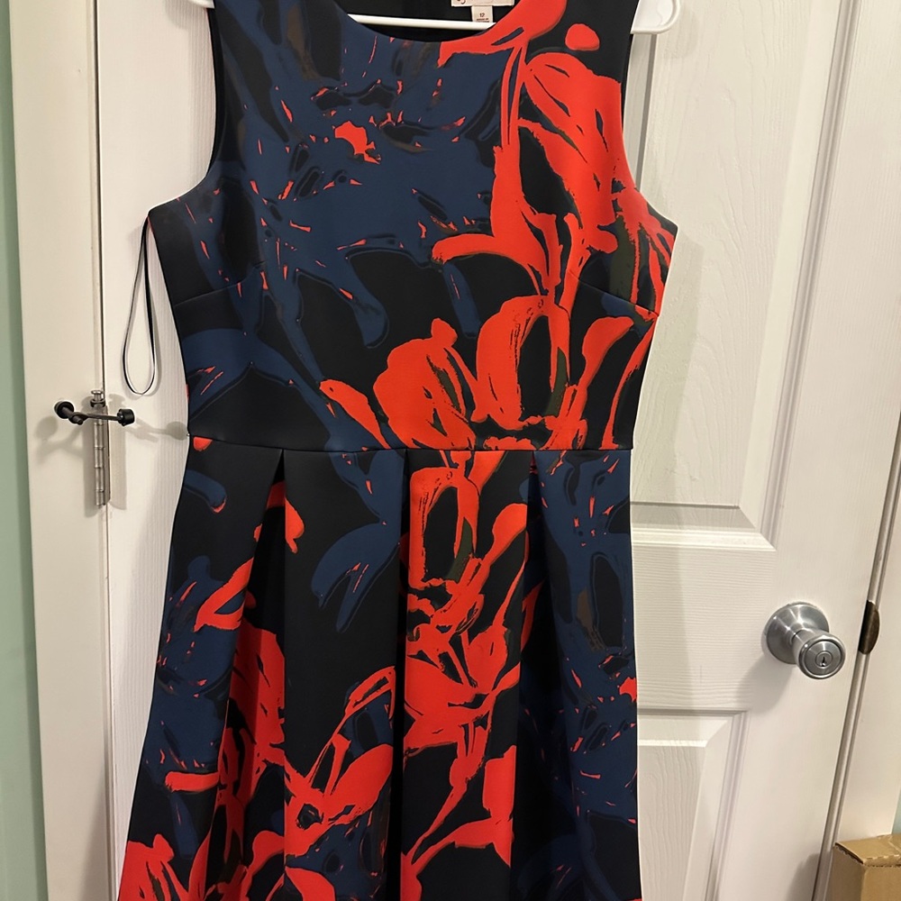 Elegant Black and Red Floral Dress
